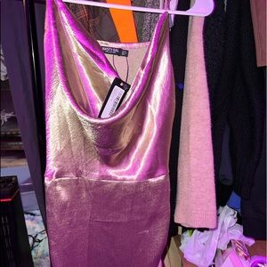 NWT Nasty Gal champagne satin cowl neck dress